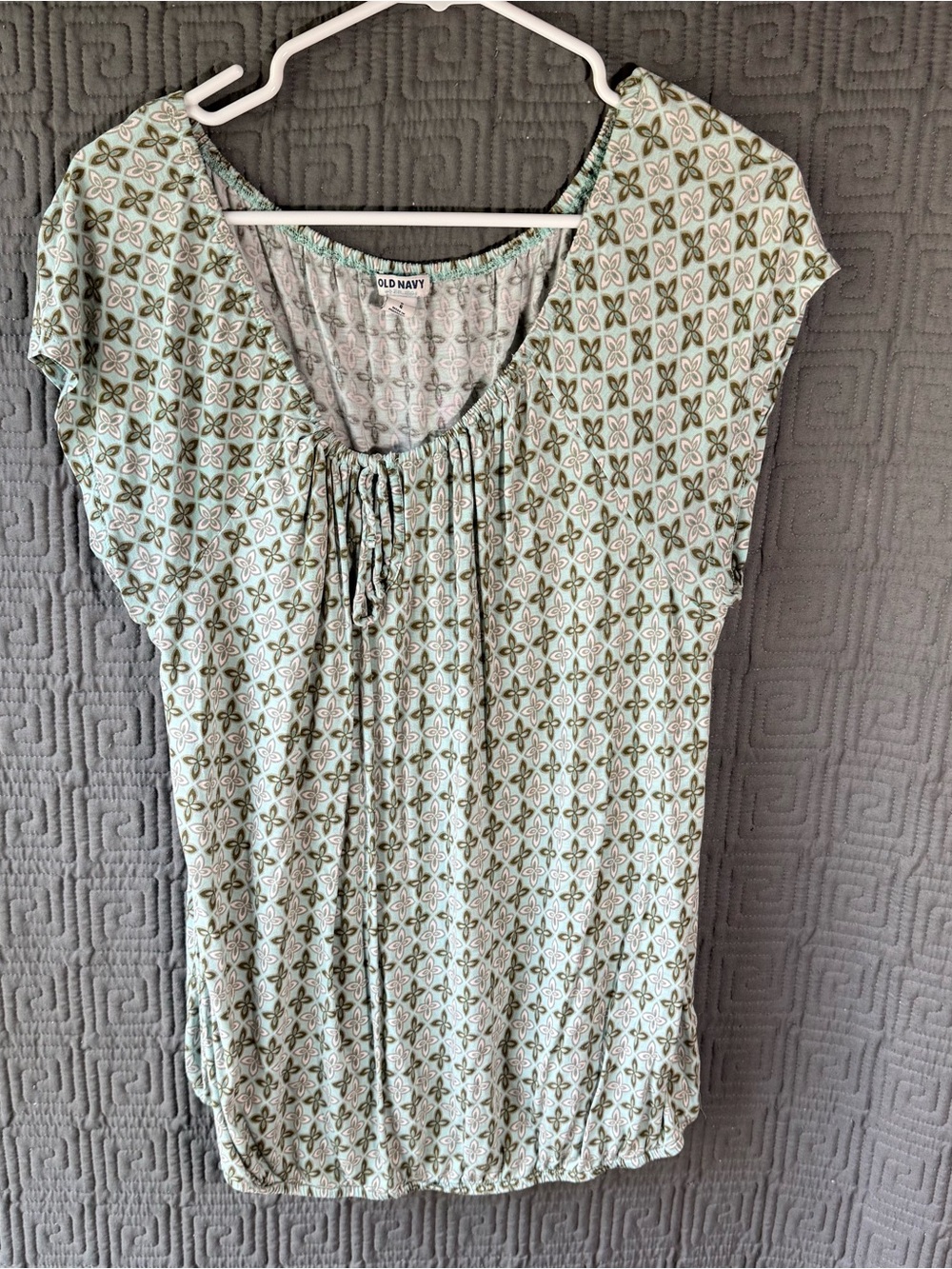 Old Navy Boho Print Peasant Blouse Top Cool Combo Geometric Sage L FA13